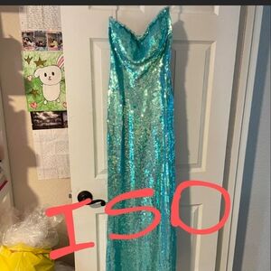‼️ISO‼️ Strapless Sean Collection Teal Sequin Gown (XS)
